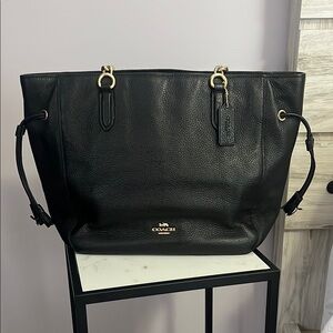 Coach Black Leather Tote Bag